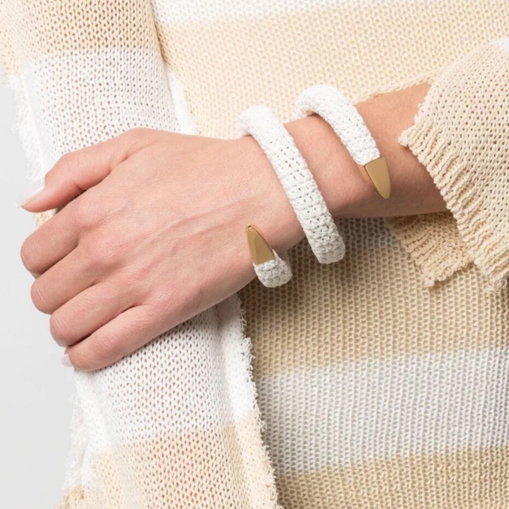 Bottega Veneta White and Gold Bracelet